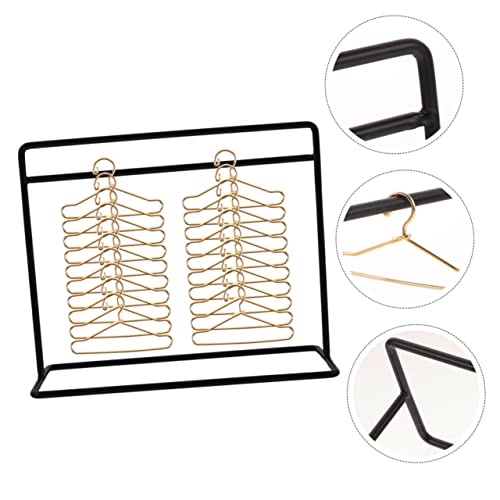 KOMBIUDA 1 Set Clothes Hanger Closet Racks for Hanging Clothes Miniture House Furniture Clothes Organizer Rack Mini Clothing Wardrobe Clothes Rack Miniature Hanger Display Stand Black Metal