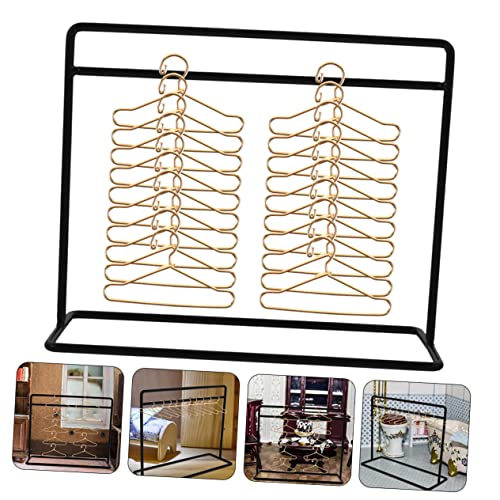 KOMBIUDA 1 Set Clothes Hanger Closet Racks for Hanging Clothes Miniture House Furniture Clothes Organizer Rack Mini Clothing Wardrobe Clothes Rack Miniature Hanger Display Stand Black Metal