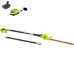 ryobi one+ 18v 18 in. cordless battery pole hedge trimmer with 2.0 ah battery and charger
