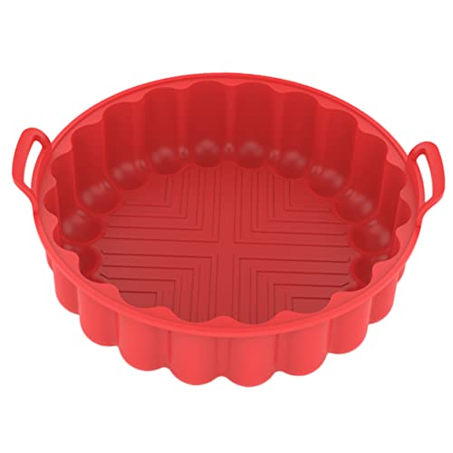 ULTECHNOVO Silicone Bakeware Air Fryer Instapot Air Fry Oven Air Fittings Silicone Air Fryer Liner Silicone Air Fryer Basket Silicone Pot for Air Fryer Air Fryer Baking Pots Silica Gel Red