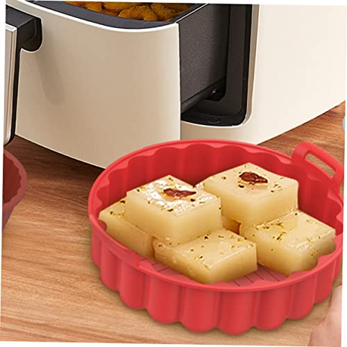 ULTECHNOVO Silicone Bakeware Air Fryer Instapot Air Fry Oven Air Fittings Silicone Air Fryer Liner Silicone Air Fryer Basket Silicone Pot for Air Fryer Air Fryer Baking Pots Silica Gel Red