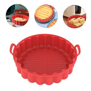 ULTECHNOVO Silicone Bakeware Air Fryer Instapot Air Fry Oven Air Fittings Silicone Air Fryer Liner Silicone Air Fryer Basket Silicone Pot for Air Fryer Air Fryer Baking Pots Silica Gel Red