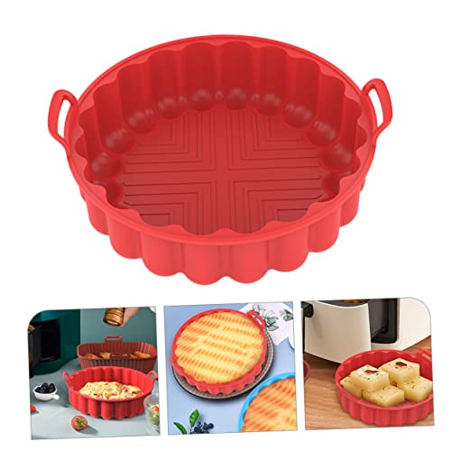 ULTECHNOVO Silicone Bakeware Air Fryer Instapot Air Fry Oven Air Fittings Silicone Air Fryer Liner Silicone Air Fryer Basket Silicone Pot for Air Fryer Air Fryer Baking Pots Silica Gel Red