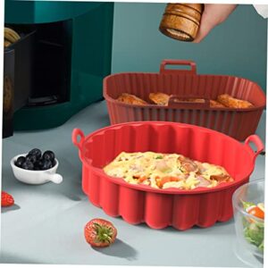 ULTECHNOVO Silicone Bakeware Air Fryer Instapot Air Fry Oven Air Fittings Silicone Air Fryer Liner Silicone Air Fryer Basket Silicone Pot for Air Fryer Air Fryer Baking Pots Silica Gel Red