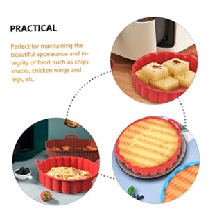 ULTECHNOVO Silicone Bakeware Air Fryer Instapot Air Fry Oven Air Fittings Silicone Air Fryer Liner Silicone Air Fryer Basket Silicone Pot for Air Fryer Air Fryer Baking Pots Silica Gel Red