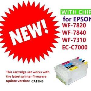 inkxpro Remanufactured Empty Cartridges with Single-use Chip for Epson 812XL 812 XL Fit for Workforce Pro WF-7840 WF-7820 WF-7310 Printer for Regular or Sublimation Printing (BK+C+M+Y)