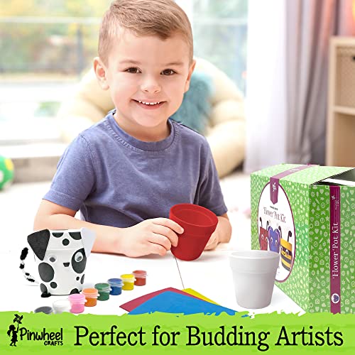 Flower Pot Painting Kit with Flower Seeds for Kids - Complete Growing Plant Craft DIY, Paint Your Own Flower Pot Planting kit, Includes Pots, Paint Set, Accessories, Seeds & Soil, Flower Craft