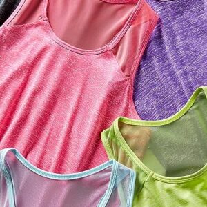 5 Pack Women's Workout Tops, Athletic Racerback Tank Tops for Women, Mesh Sleeveless Shirts Yoga for Gym Running (Set 3, Large)