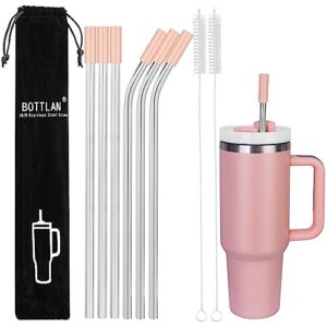 bottlan 6pcs stainless steel straw for stanley adventure quencher travel and h2.0 flowstate tumbler cup 40 oz 30 oz with handle, 10mm/0.4'' diameter replacement straws for smoothie, milkshakes