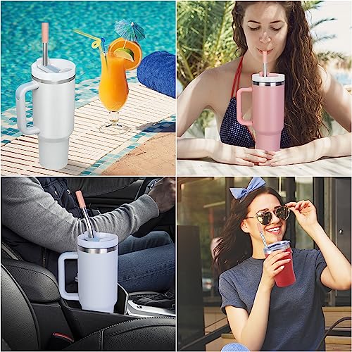 BOTTLAN 6PCS Stainless Steel Straw for Stanley Adventure Quencher Travel and H2.0 FlowState Tumbler Cup 40 oz 30 oz with Handle, 10mm/0.4'' Diameter Replacement Straws for Smoothie, Milkshakes