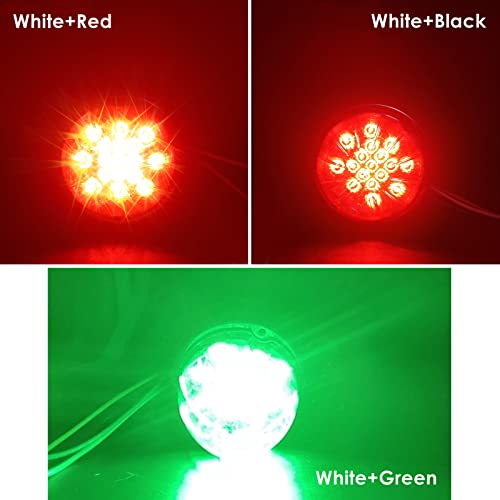 2PCS Dual Revolution Red Turn Signal and Marker to Green Auxiliary 17 LED Watermelon Lights, Clear Lens & Stainless Steel Bezel Marker Lights for Freightliner Kenworth Peterbilt Trailer Heavy Trucks