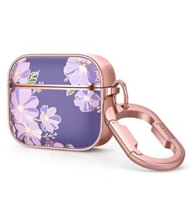suritch protective case for airpods 3rd generation with keychain, cover for apple airpod gen 3 earbuds support wireless charge shockproof stylish cute for women girls, purple cosmos