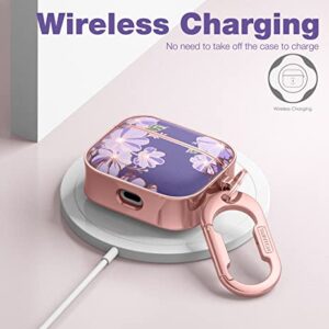 SURITCH Protective Case for AirPods 3rd Generation with Keychain, Cover for Apple AirPod Gen 3 Earbuds Support Wireless Charge Shockproof Stylish Cute for Women Girls, Purple Cosmos