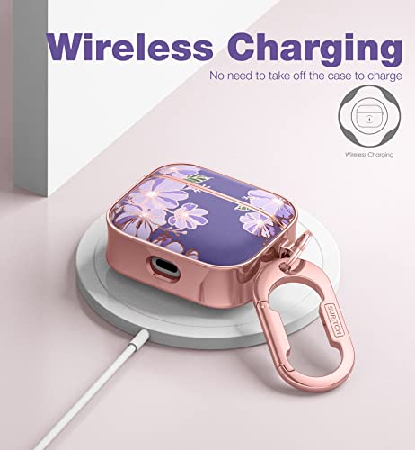 SURITCH Protective Case for AirPods 3rd Generation with Keychain, Cover for Apple AirPod Gen 3 Earbuds Support Wireless Charge Shockproof Stylish Cute for Women Girls, Purple Cosmos