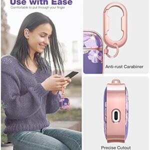 SURITCH Protective Case for AirPods 3rd Generation with Keychain, Cover for Apple AirPod Gen 3 Earbuds Support Wireless Charge Shockproof Stylish Cute for Women Girls, Purple Cosmos