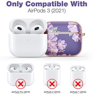 SURITCH Protective Case for AirPods 3rd Generation with Keychain, Cover for Apple AirPod Gen 3 Earbuds Support Wireless Charge Shockproof Stylish Cute for Women Girls, Purple Cosmos