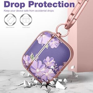 SURITCH Protective Case for AirPods 3rd Generation with Keychain, Cover for Apple AirPod Gen 3 Earbuds Support Wireless Charge Shockproof Stylish Cute for Women Girls, Purple Cosmos