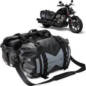 oxmart motorcycle saddlebags pvc 500d motorcycle luggage saddlebags with reflective strip zipper closure waterproof motorcycle dry bag for traveling hiking boating camping fishing 50l grey