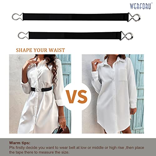 WERFORU 2 Pack Women Men Skinny Elastic Waist Belt Stretchy Thin Belt for Dress Jeans?Black+White, Fit Waist Size 25-28 Inches