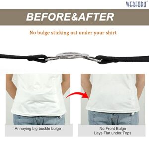 WERFORU 2 Pack Women Men Skinny Elastic Waist Belt Stretchy Thin Belt for Dress Jeans?Black+White, Fit Waist Size 25-28 Inches