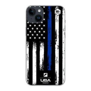 phone case blue line flag usa patriot law enforcement design silicone transparent - compatible iphone and samsung (iphone xr)