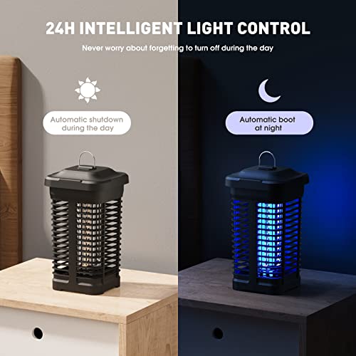 Bug Zapper for Outdoor and Indoor, High Powered 4200V Auto on/Off Electric Mosquito Zappers Killer, IPX4 Waterproof Fly Trap Outdoor, 18W Electronic Light Bulb Lamp for Home Backyard Patio