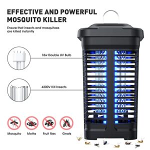 Bug Zapper for Outdoor and Indoor, High Powered 4200V Auto on/Off Electric Mosquito Zappers Killer, IPX4 Waterproof Fly Trap Outdoor, 18W Electronic Light Bulb Lamp for Home Backyard Patio