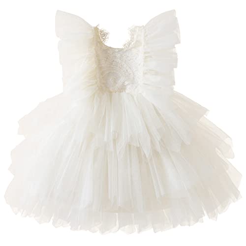 TTYAOVO Baby Girl Dresses Flower Birthday Party Tulle Princess Gown Size 80(6-12 Months, 61 Beige)