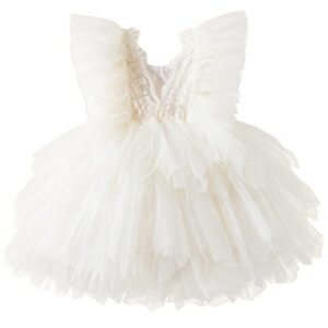 TTYAOVO Baby Girl Dresses Flower Birthday Party Tulle Princess Gown Size 80(6-12 Months, 61 Beige)