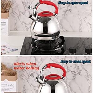 Stovetop Tea Kettle Whistling Teapot Tea Kettle Stainless Steel Whistling Kettle 3L Hot Water Boiler Kettle Kitchen Stovetop Hot Kettle Tea Kettle Teapot Stove Top Kettle Tea Pot ( Color : Red , Size