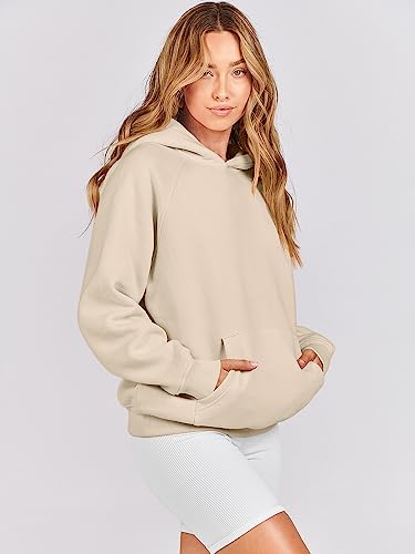 ANRABESS Hoodies for Women Fleece Oversized Sweatshirt Long Sleeve Casual Loose Fit Basic Athletic Workout Pullover Sweatshirts Fall Outfits Clothes Preppy Clothing 1025xingse-M Apricot