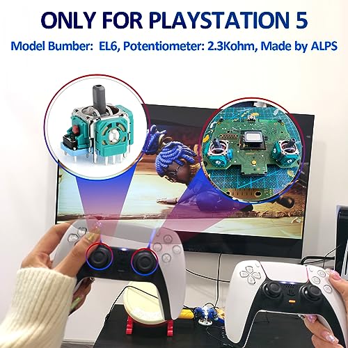 PS5 Analog Stick Replacement for Sony Playstation 5 PS5 Joysticks Replacement 3D PS5 Controller Joystick Replacement Sensor Module for PS5 Joystick Thumbstick Controller Accessory Part with Kit(4Pack)