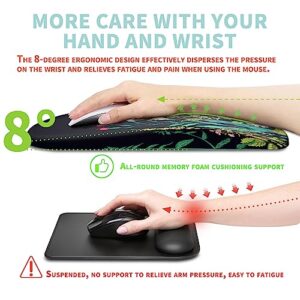 Kuosgm Large Ergonomic Mouse Pad Wrist Support with Gel Massage Bump, Carpal Tunnel Pain Relief Mousepad Wrist Rest for PC & Wireless Mouse, Memory Foam Wrist Pad for Mouse(12x8 inch, Midnight Floral)