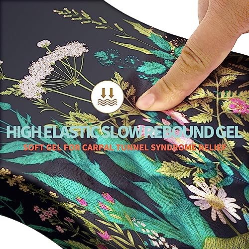 Kuosgm Large Ergonomic Mouse Pad Wrist Support with Gel Massage Bump, Carpal Tunnel Pain Relief Mousepad Wrist Rest for PC & Wireless Mouse, Memory Foam Wrist Pad for Mouse(12x8 inch, Midnight Floral)