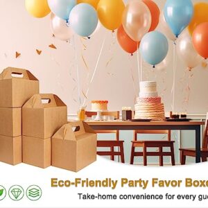 Happyhiram 10-Pack Large Gable Boxes Brown - 9x6x6 Inch Sturdy Kraft Paper Containers for Gifts, Box Lunches, Cookies, and Birthday Wedding, Welcome Boxes Easy to Assemble with Handles