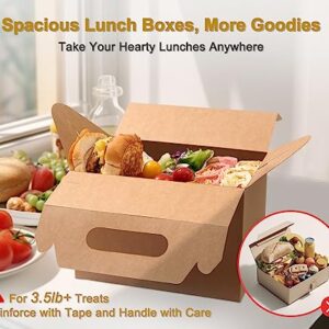 Happyhiram 10-Pack Large Gable Boxes Brown - 9x6x6 Inch Sturdy Kraft Paper Containers for Gifts, Box Lunches, Cookies, and Birthday Wedding, Welcome Boxes Easy to Assemble with Handles