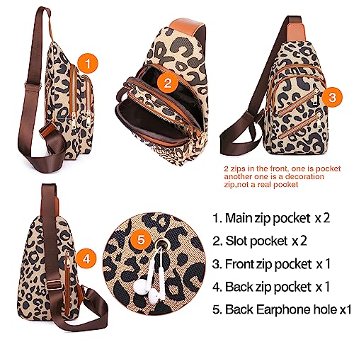 AROCFTIE Sling Bag for Women Chest Bag Leather Fanny Pack Crossboday Bags Fashion Sling Backpack for Women