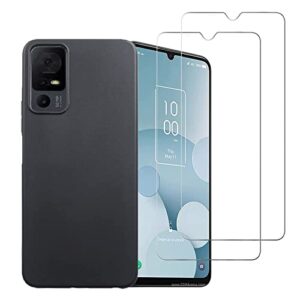 ansxder case for tcl 40 xl/tcl 40t,flexible soft tpu scratch resistant non-slip shock absorption back cover rubber slim back tcl 40xl/tcl 40t phone case+2 pack tempered glass screen protector