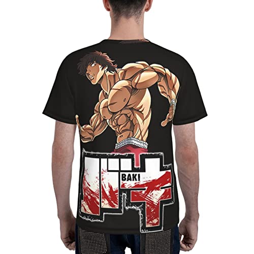 Baki The Grappler Men T Shirts Short Sleeve T-Shirts 3D Print Crewneck Loose Breathable Top Sports Fitness Tee Black