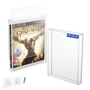 caszlution clear acrylic video game box protector case for ps3, ps4, ps5, and xbox one game case, 3mm thick dustproof wall storage holder game protective display case (pack of 1)
