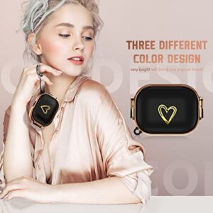 【with Lock】 Case for Airpods Pro 2nd Generation/1st Generation Case, Soft TPU Gold Heart Pattern AirPod Pro 2 Case with Keychain for Girls Women for AirPod Pro (2022/2019) Rose Gold