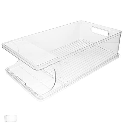 Cabilock Rolling Beverage Storage Box Water Bottle Dispenser Clear Container Clear Container with Lid Clear Soda Can Organizer Bottle Storage Holder Rack Stackable Can Rack Organizer Drinks