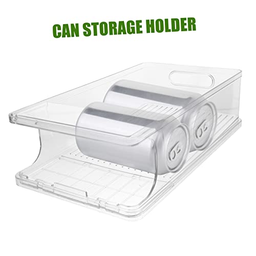 Cabilock Rolling Beverage Storage Box Water Bottle Dispenser Clear Container Clear Container with Lid Clear Soda Can Organizer Bottle Storage Holder Rack Stackable Can Rack Organizer Drinks