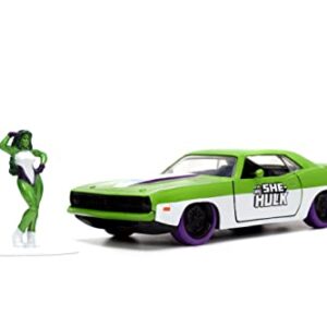 Marvel 1:32 1973 Plymouth Barracuda Die-Cast Car & 1.65" She-Hulk Figure, Toys for Kids and Adults