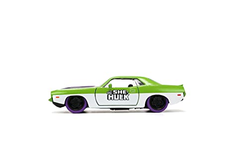 Marvel 1:32 1973 Plymouth Barracuda Die-Cast Car & 1.65" She-Hulk Figure, Toys for Kids and Adults