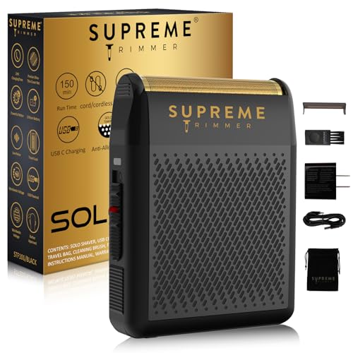 Supreme Trimmer SOLO | STF101 Single Foil Shaver |150 Min Runtime | USB-C Pocket Shaver for Barbers, Travel or Home use | Black