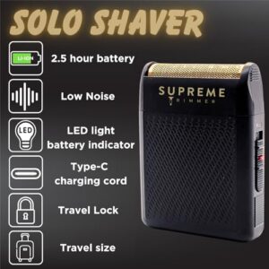 Supreme Trimmer SOLO | STF101 Single Foil Shaver |150 Min Runtime | USB-C Pocket Shaver for Barbers, Travel or Home use | Black