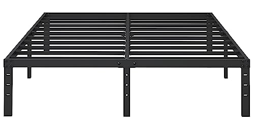 YUSENHEEI 14 Inch Queen Size Bed Frame, No Box Spring Needed, Heavy Duty Metal Platform Bed Frame with Large Underbed Storage Space, Noise Free, Easy Assembly, Black