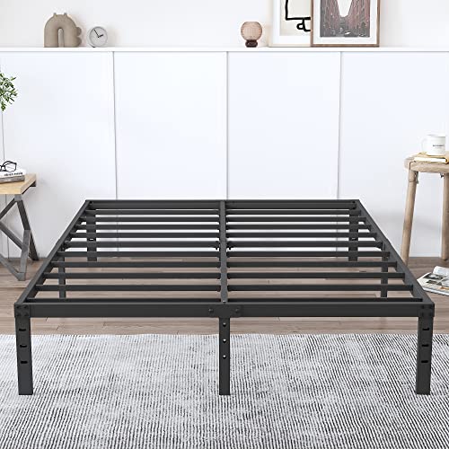 YUSENHEEI 14 Inch Queen Size Bed Frame, No Box Spring Needed, Heavy Duty Metal Platform Bed Frame with Large Underbed Storage Space, Noise Free, Easy Assembly, Black