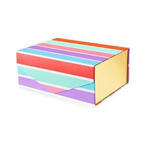 packhome gift box 9x6.5x3.8 inches, bridesmaid box, stripes gift box, rectangle collapsible box with magnetic lid for gift packaging (glossy multicolor)